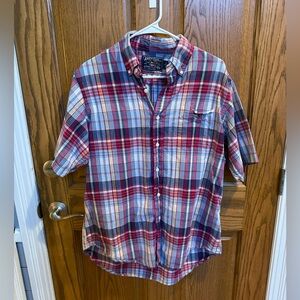 American Living Men’s Plaid Short Sleeve Button Up Shirt
